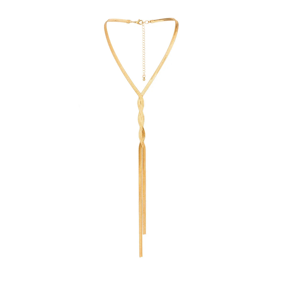 Wholesale Simple Long Snake Bone Chain Tassel Necklace Elegant Copper Necklace for Party