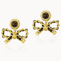 New Fashion Antique Brass Gold Plated Metal Leather Weaving Bow Earrings for Women Jewelry Customized