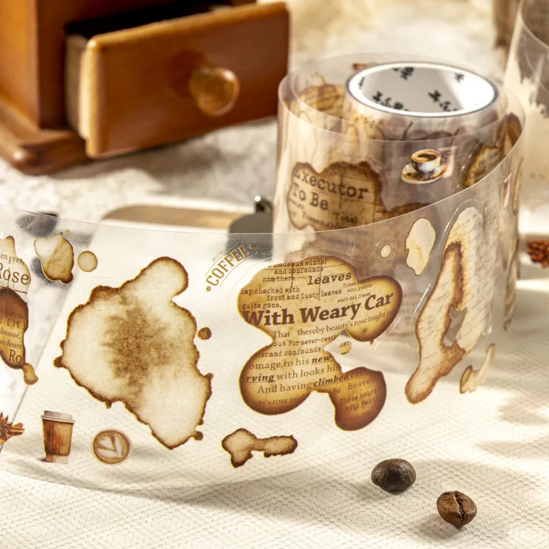1Roll Swinging Brown Stains Collection Collage Finding Base Tape Handbook European Vintage Decoration