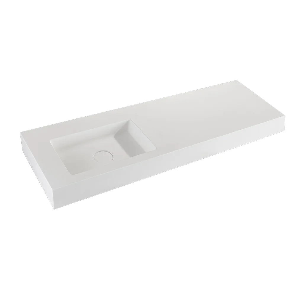 White Marble Modern Washing Basin with Customized Design Wall-Mounted Countertop Sink for Bathroom Includes Drainer