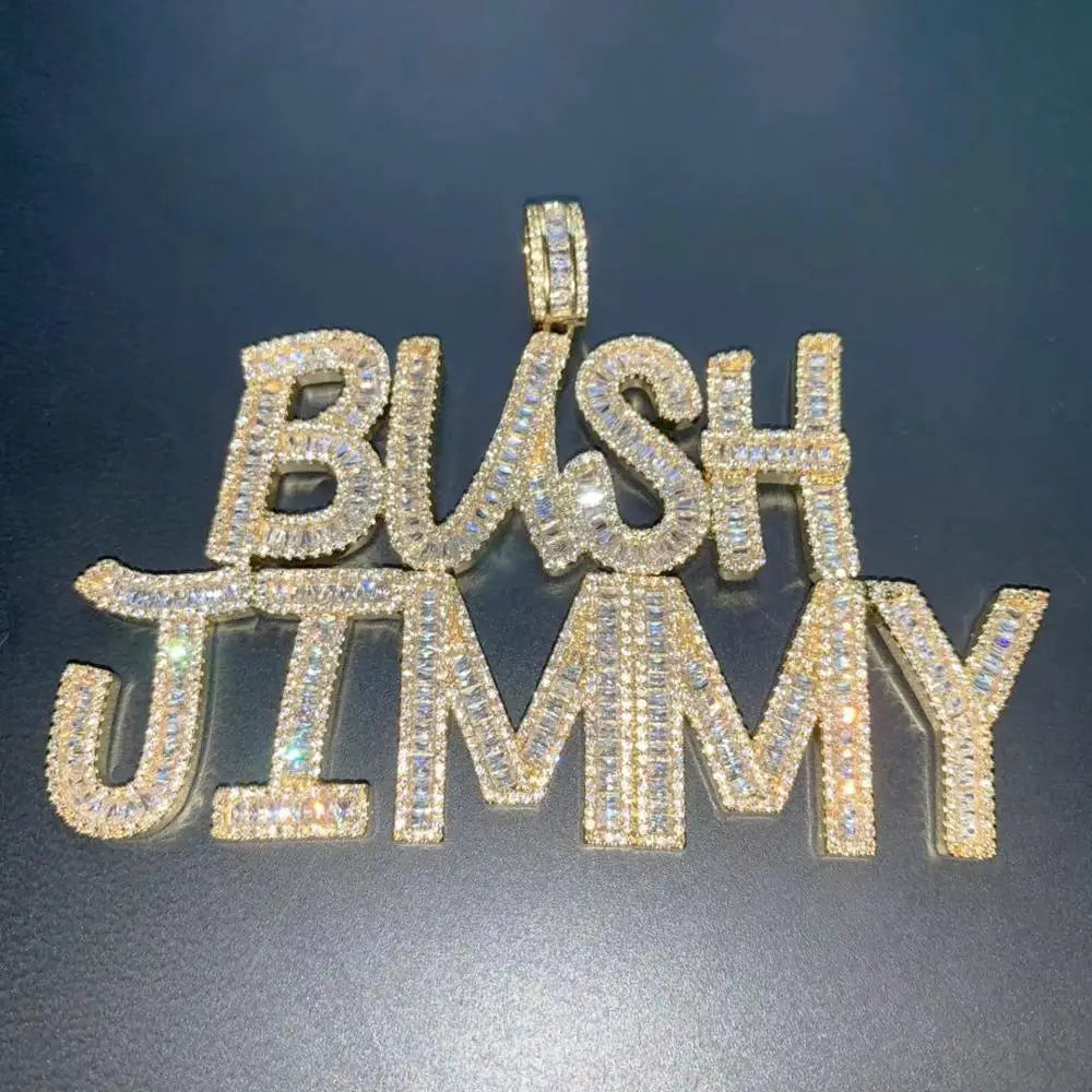 Custom Nameplate Necklace Zircon Capital Letter Pendent Crystal Custom Gold Plated Nameplate Necklace Personalized