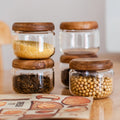 300ml Home Pantry Organization Storage Dry Fruits Stash Jar Bamboo Lid Cover Eco-Friendly Glass Food Spice Multifunction