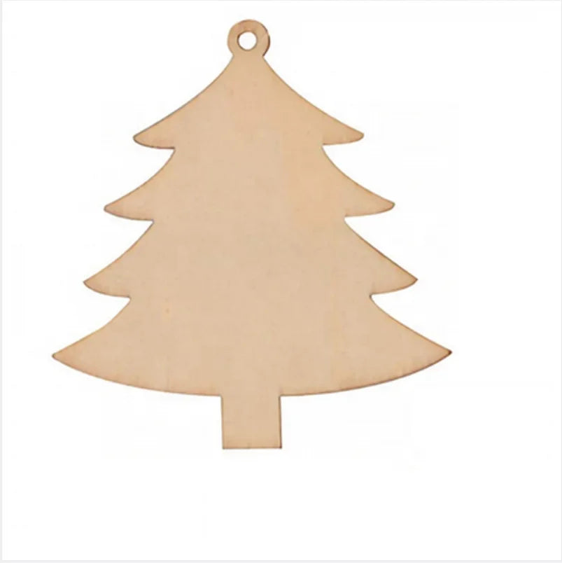 Unfinished Plywood DIY Christmas Tree Ornaments with Lanyard Pendant Stand Accessories for Festive Decorations