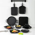 New Design Eco-Friendly Japanese Black Melamine Dinner Plates with Handle Food Grade Dishwasher Safe