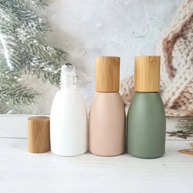 Morandi-Colored 12ml Roll-On Glass Essential Oils Bottle with Steel Roller and Bamboo Cap Special Glass Bottles