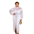 Hot Selling White African Dresses Designs Mesh Gauze South Africa Dress Rhinestone African Kitenge Designs Skirt