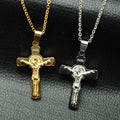 Wholesale Jesus Cross Necklace Jewelry Gold Plated Cross Necklace Mens Stainless Steel Religious Jesus Cross Pendant Necklace