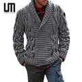 Liu Ming Wholesale Winter New Products Men Fashion Long Sleeve Solid Color Double Breasted Jacket Cardigan Knitted Sweater