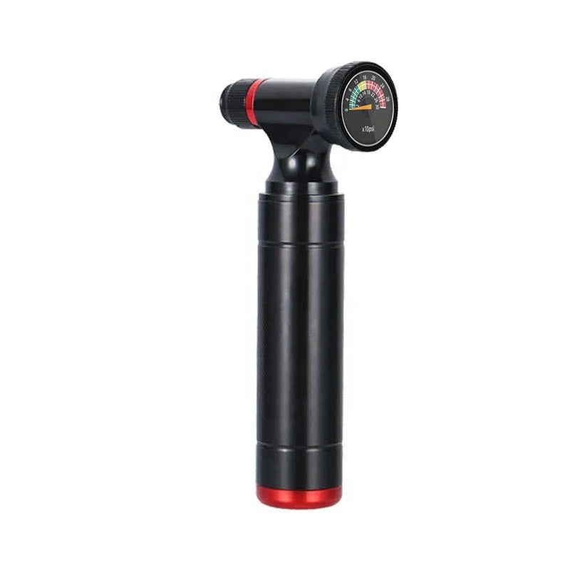 High-Pressure Mini Bicycle Tire Pump CO2 Inflator with Presta & Schrader Valves Road Mountain Bike Hand Pump with Air Gauge