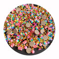Round Rainbow Color Cookies Polymer Clay Candy Sprinkles With Gold Diamond Loong Cute Sprinkles Party Decoration Confetti Slime