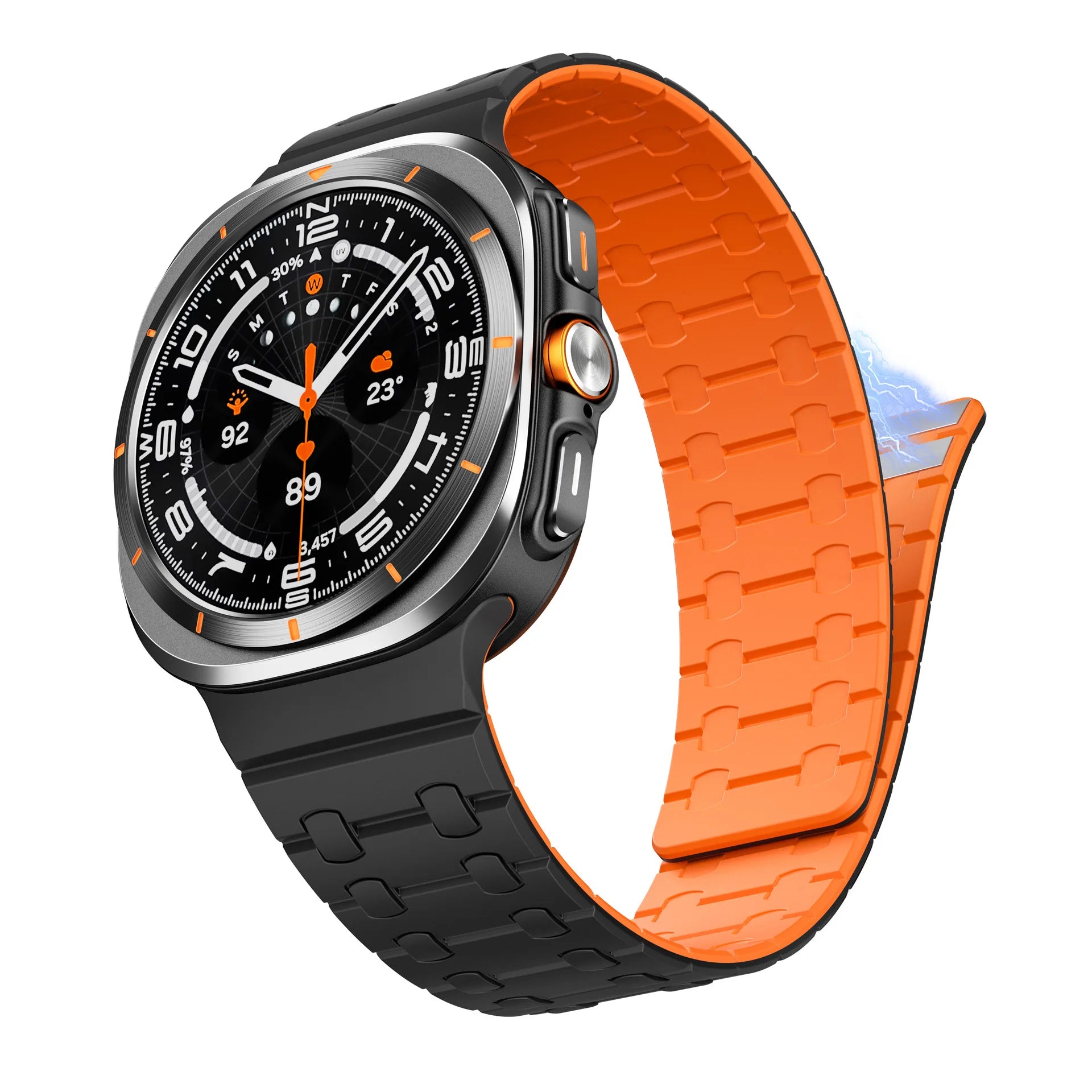No Gap Breathable Soft Silicone Sport Smart Watch Band with Magnetic Clasp 22cm for for Watch 7 Ultra 47mm