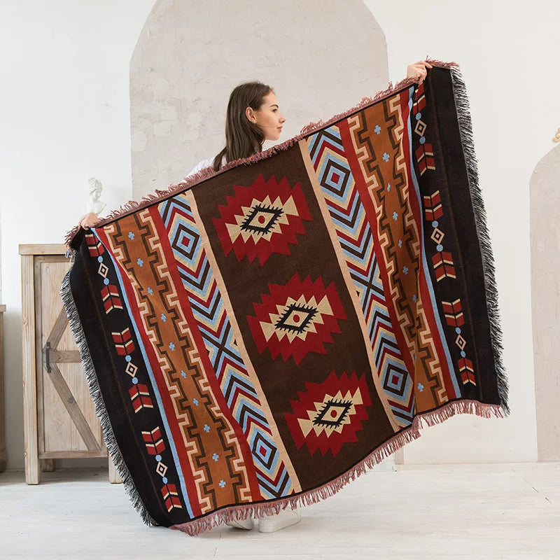 Factory Wholesale Bohemian Woven Aztec Travel Picnic Blanket