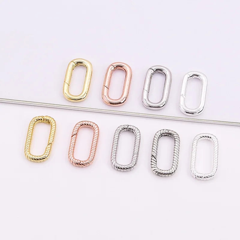 Bracelet Necklace Rectangle Clasp 925 Sterling Silver Smooth Stripes Oval Clasps for Jewelry Making Supplies
