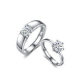 Eternity Bands Glossy Adjustable Size 925 Sterling Silver Cubic Zircon Gemstone Wedding Bridal Bridegroom Lovers Couple Rings