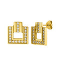 Luxury Stainless Steel Square Stud Earrings Zircon Gold Plated for Wedding Party Gift Fashion Women
