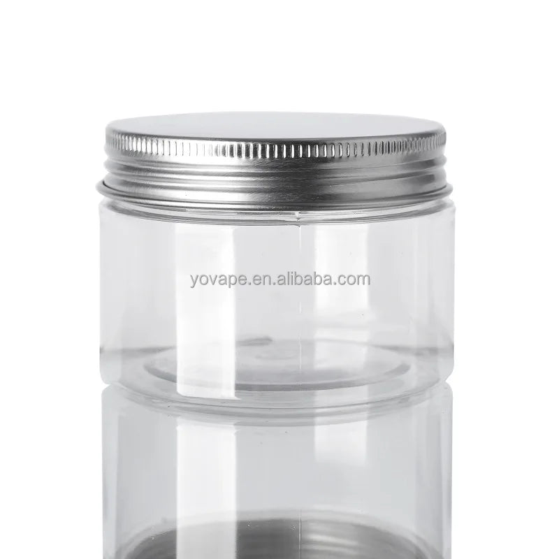RTS Food Grade Wide Mouth Transparent 80 ml 80g 80 g 80gr 80 Gram Nut PET clear Aluminum Plastic Jar Pot With Silver Lid