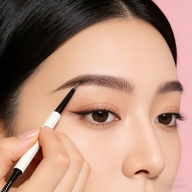 Private Label Pure Vegan Waterproof Brown Toothbrush Style Eyebrow Pencil for Lady Eye Makeup
