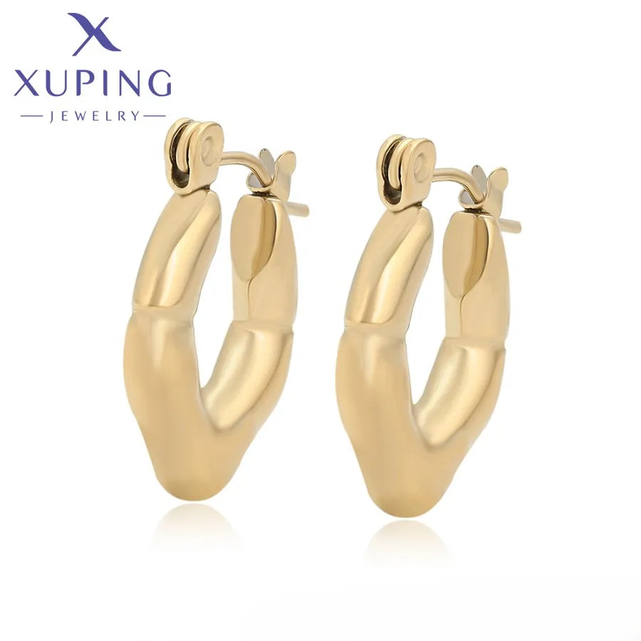 T000959471 XUPING JEWELRY 14K Gold Color Fashion Stainless Steel Wholesale Hypoallergenic Indian Flat Back Earings