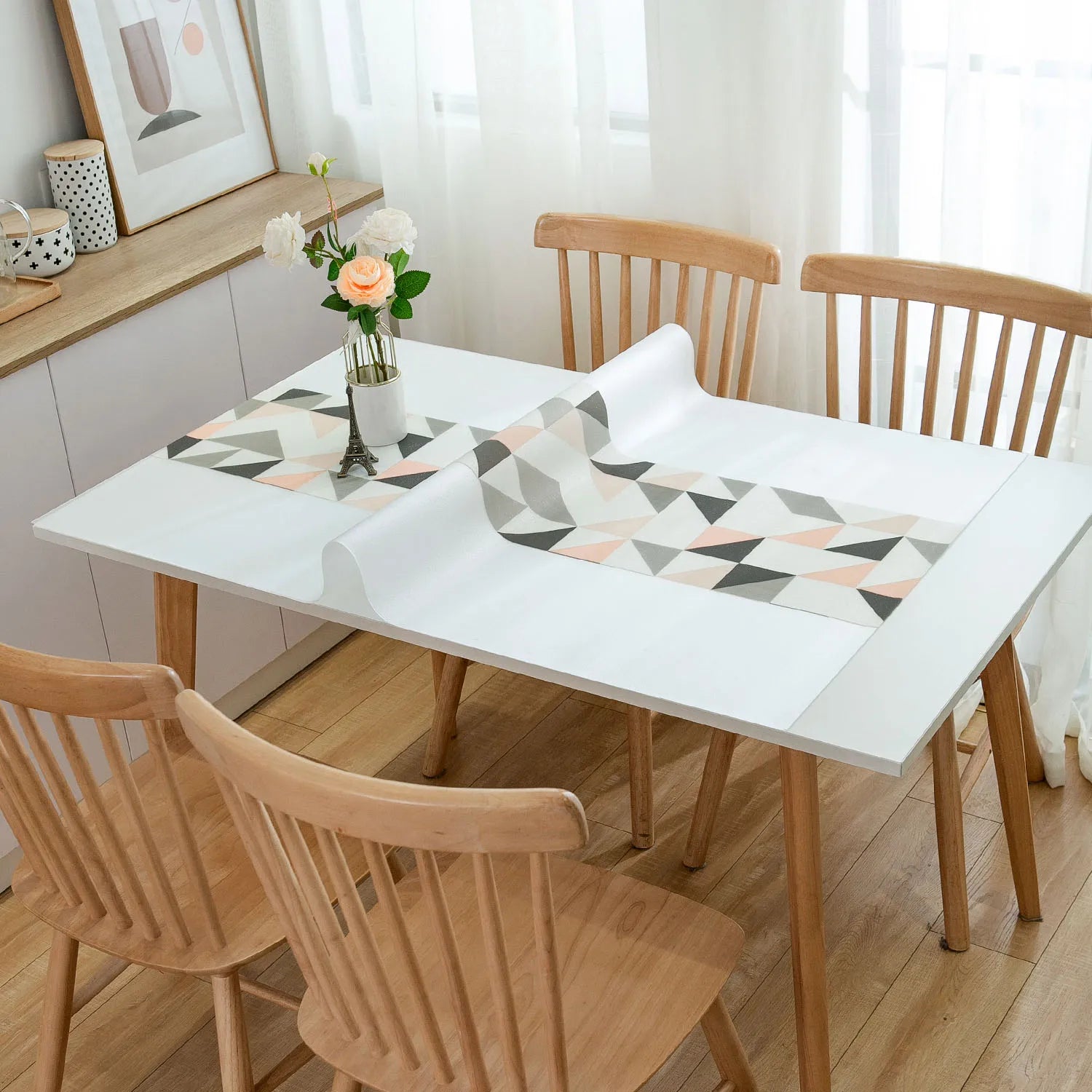 Thick Plastic Roll Table Cover Non-Toxic Plastic Tablecloth Protect