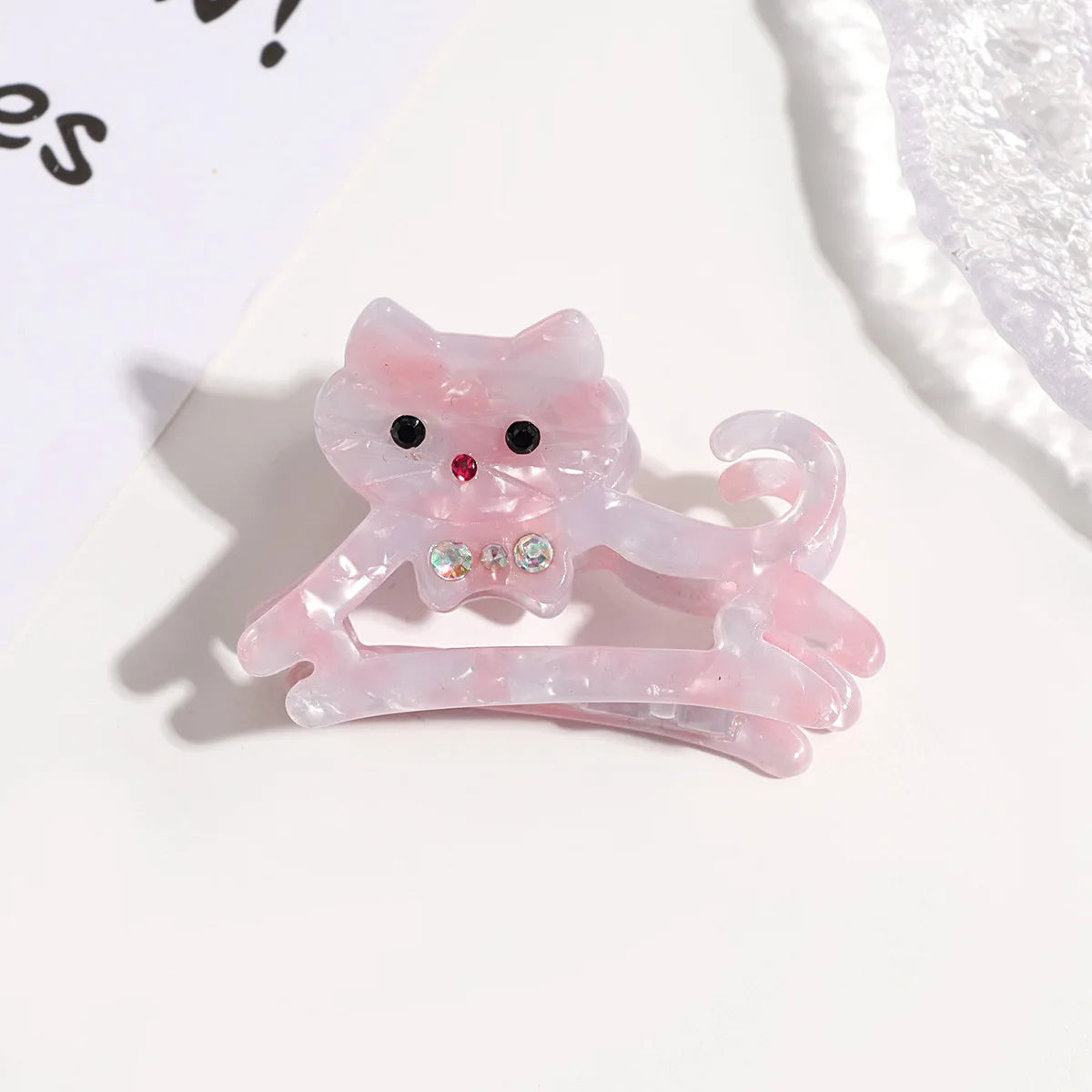 Fashionable and Versatile Water Diamond cat Acetic Acid Clip Cartoon Cute Leopard Print Shark Clip Clip Half Tie Hair Clip