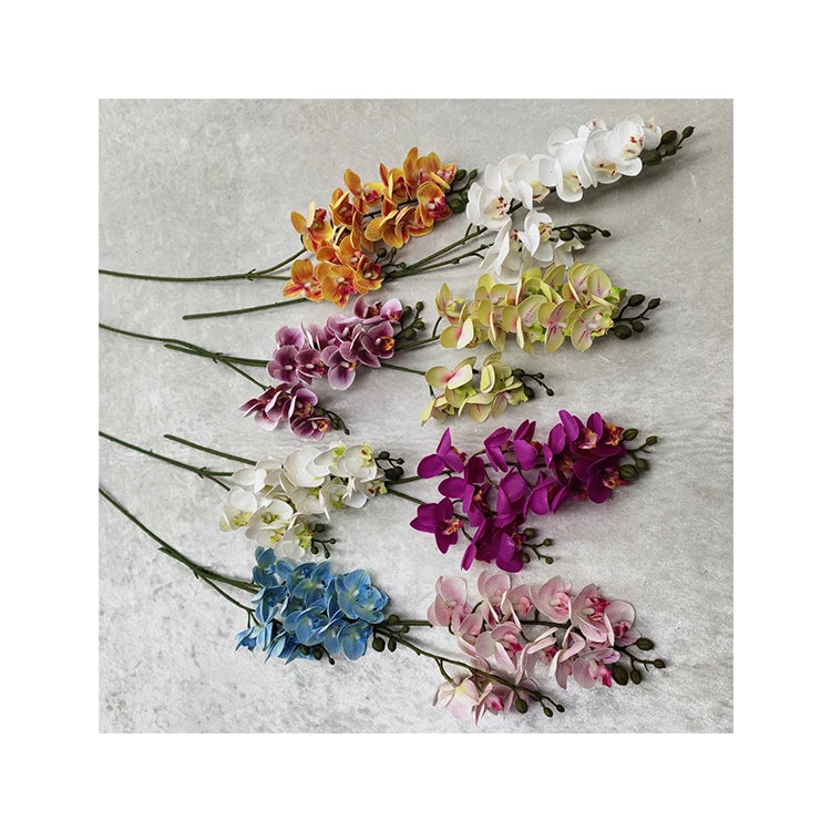 China Factory Good Quality 3D Mini 16- Head Phalaenopsis Wall Flowers Artificial Decoration for Wedding