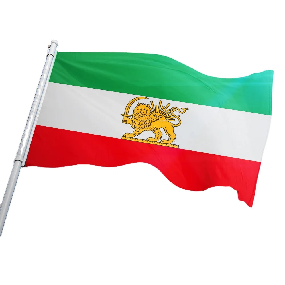 Promotional Product Historic Iranian Persian Flag with lion Crown Post Constitutional Revolution Flag Iran Lion Sun Flag