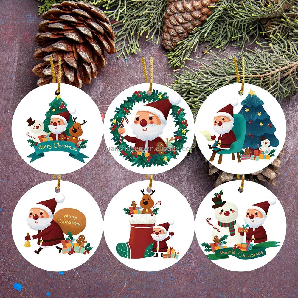 Custom Home Pendant Ceramic Hanging Christmas Tree Ornament for Party Festival Holiday Decoration Blank Custom Holiday Ornament