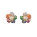 DUYIZHAO Ins Style Hot Trendy Fashion S925 Sterling Silver Needle Colorful CZ Paved Sweet Sunflower Stud Earrings for Women Girl