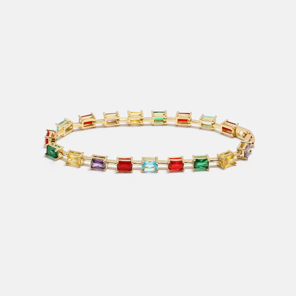 IVIAPRO Fashion Jewelry Brass with 18K Gold Plated Colorful CZ Bracelet for Women