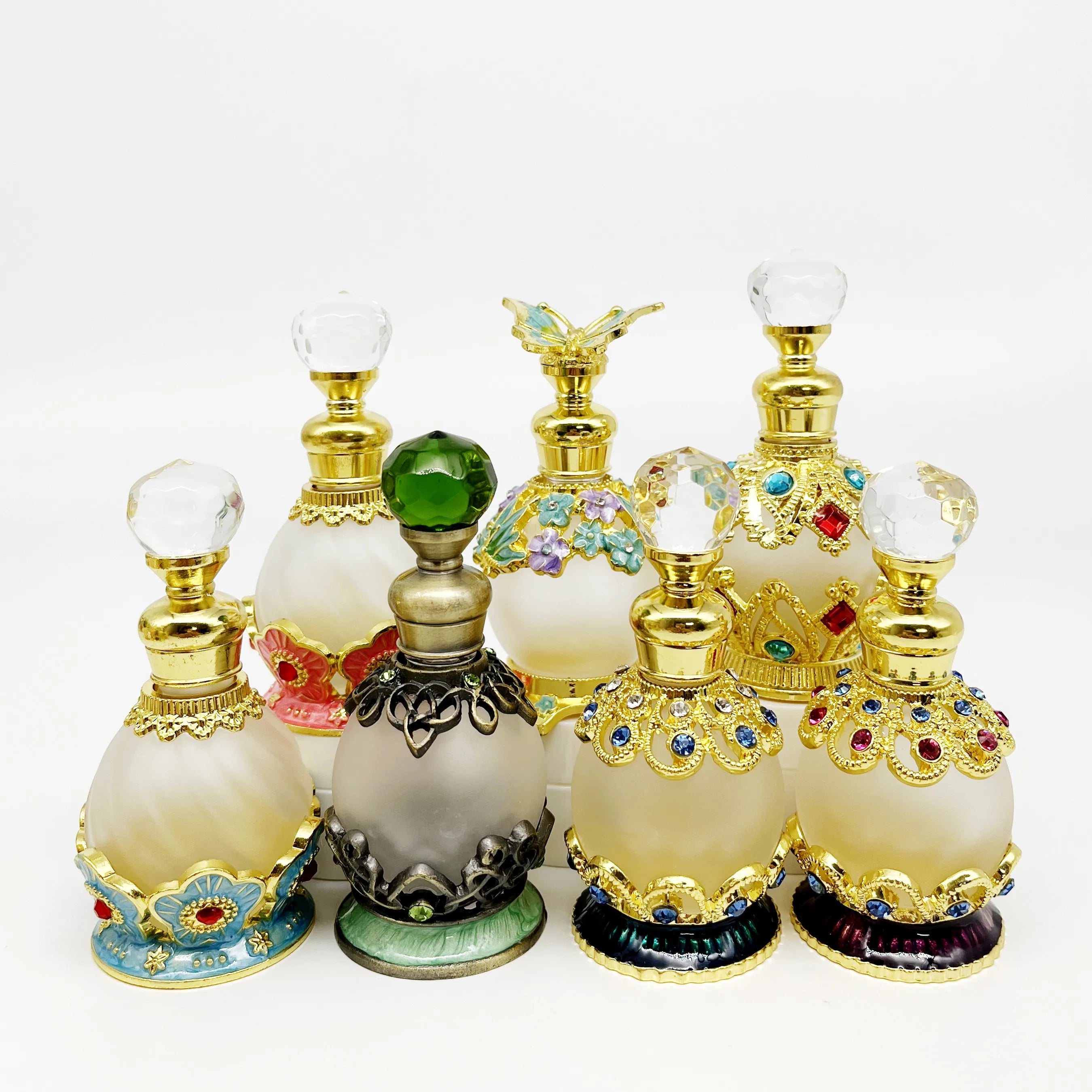 Arab Dubai 15ml 30Ml Butterfly Perfume Essential Oil Glass Pumpkin Bottle Embroidered Colorant Empty Bottle Perfume Bottle