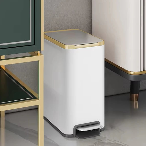 5L Outdoor Stainless Steel Rectangular Trash Can with Automatic Sliding Lid Step Foot Pedal for Kitchen Recycling