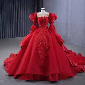 Jancember 231122 Princess Classic Satin Red Formal Party Ball Gown Evening Dresses