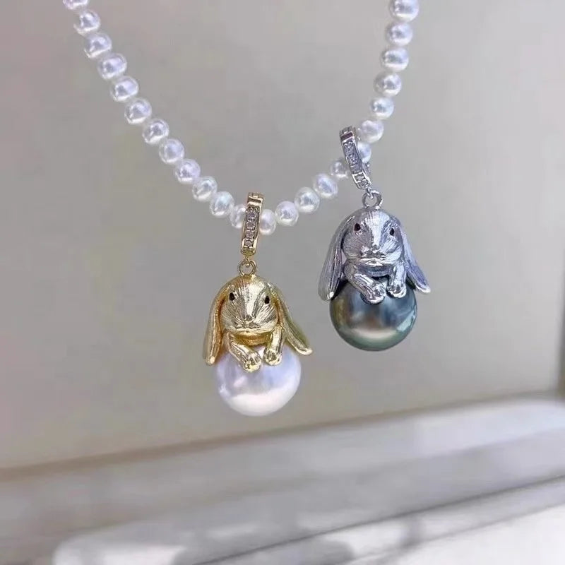 P1488 12-13mm DIY Natural  Freshwater Pearl Charm Pendant Necklace Accessory 925 Sterling Silver Jewelry for Women Without Chain