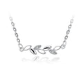 Rural Minimalist Trendy Oval-shaped Olive Branch Leaf-shaped Copper Personalized Silver-plated Necklace