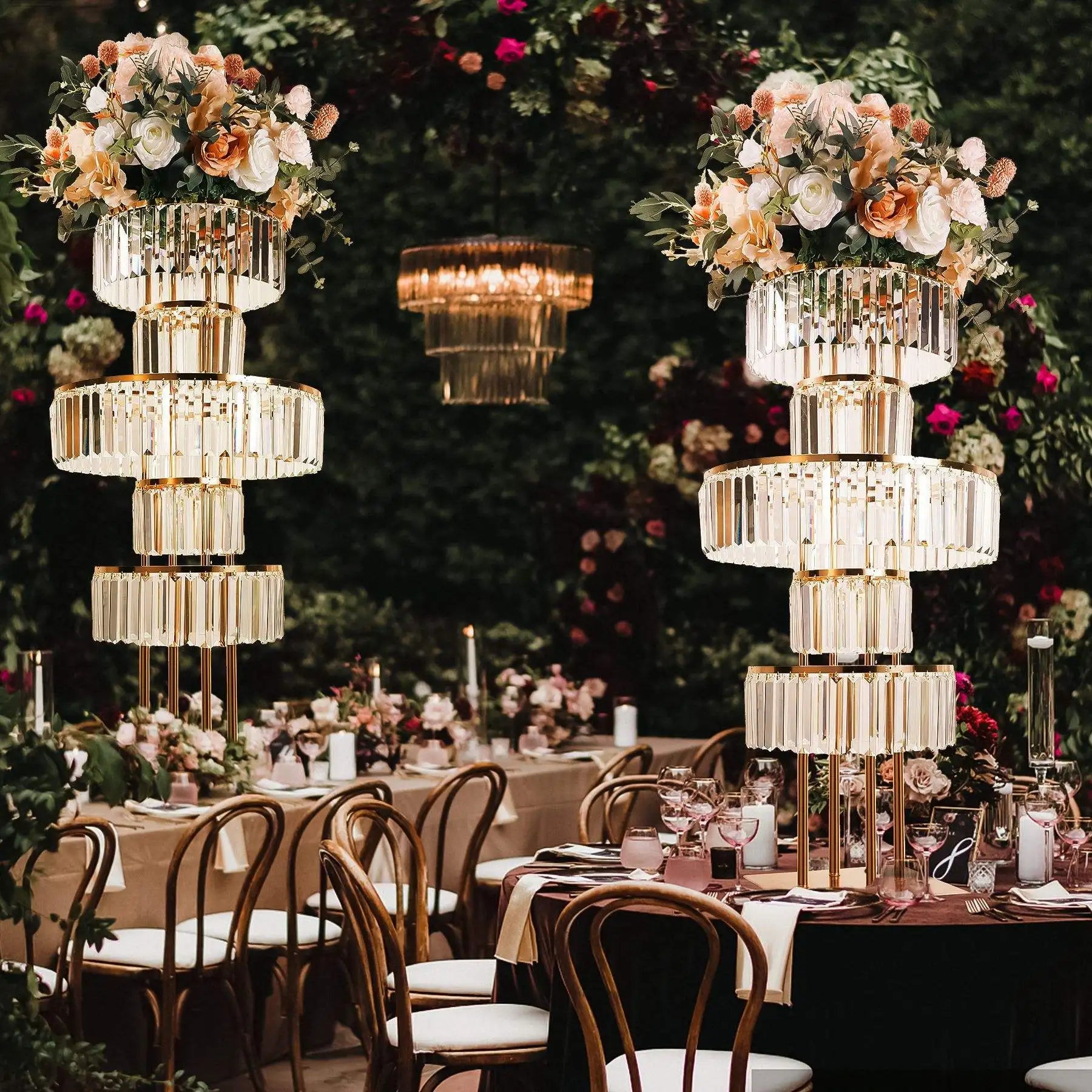 Road Lead Props Wedding Crystal Flower Stand Table Decorations High End Crystal Pendant Flower Stand Decoration