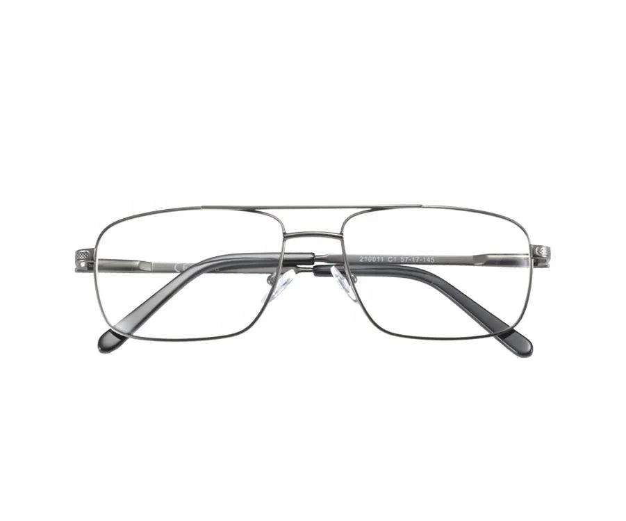 Double bar Special Flex Hinge Style Squared Resin Lenses Metal Male Optical Frame Men