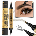 Double-ended Eyebrow Pen Private Label Long Lasting Liquid 4-tips Eyebrow Black Eyeliner Pen