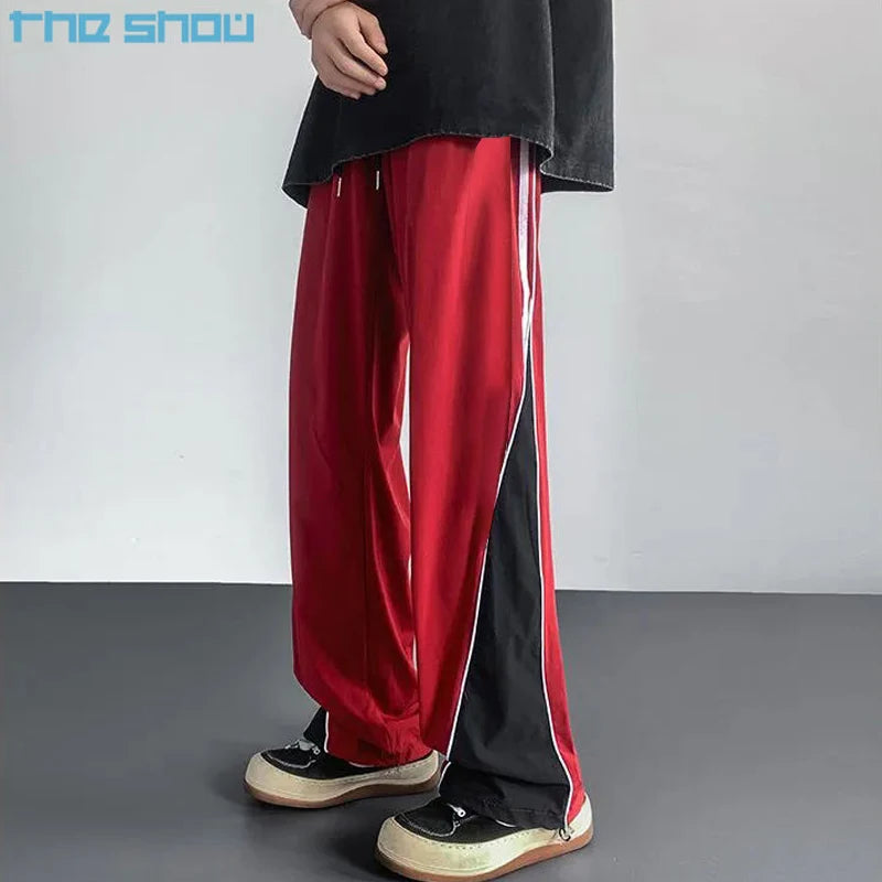 Wholesale Men Nylon Pants Custom Nylon Windbreaker Mens Side Striped Sweatpants Patchwork Nylon Track Pants Trousers Men