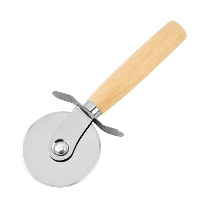 Wholesale LK Model 702 Stainless Steel Wheel Pizza Cutter & Cheese Slicer Wooden Handle Disposable Pizza Tools for Baking Pizza
