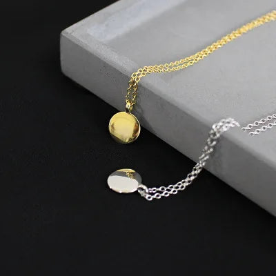 Hot Selling 925 Sterling Silver Gold Plated Geometric Circle Pendant Necklace Minimalist Jewelry for Women's Engagement Weddings