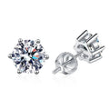 Wholesale 6 Claws Moissanite Earrings Screw Back  925 Sterling Silver Stud Earring Men Moissanite Earrings