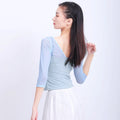 Women Classical Dance Practice Clothes Adult Ballet Mesh Splice Tops