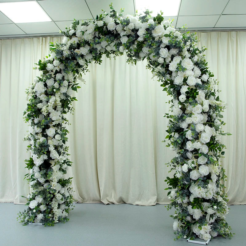 LFB1832-2 Wedding Arch Stand Backdrop Stand With White Artificial Rose Flowers  Wedding Arch for Stage Decoration