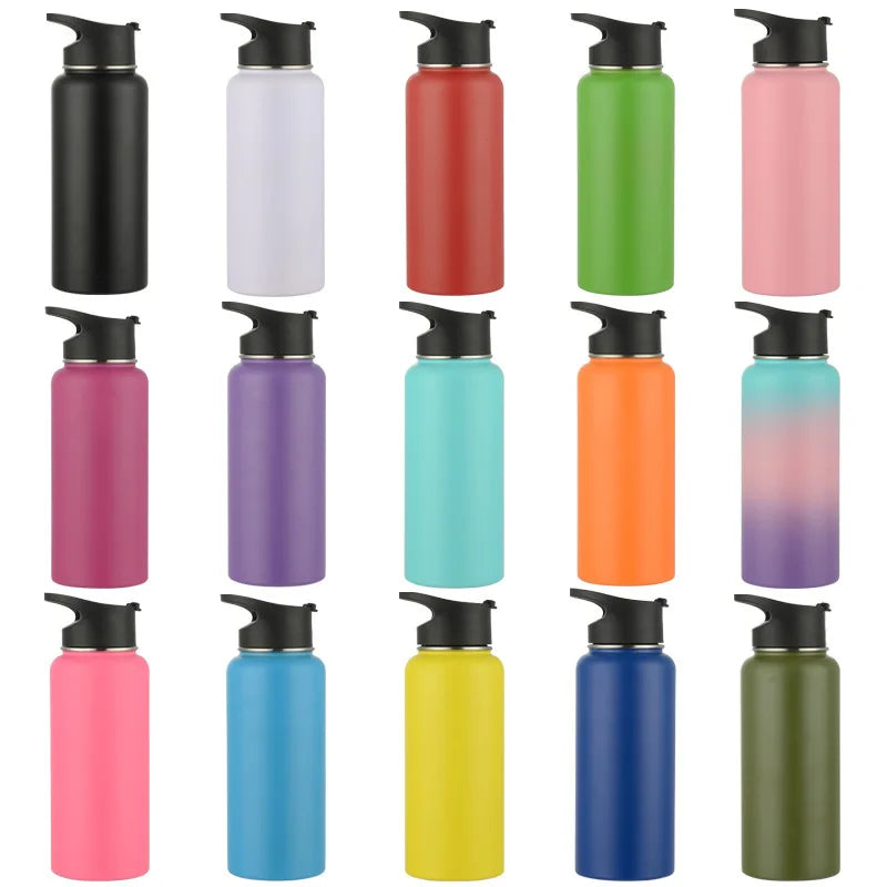 Customized Logo Thermos Termos Wide Mouth Outdoor Sport Drink Gym Flask Reusable Stainless Steel Water Bottle