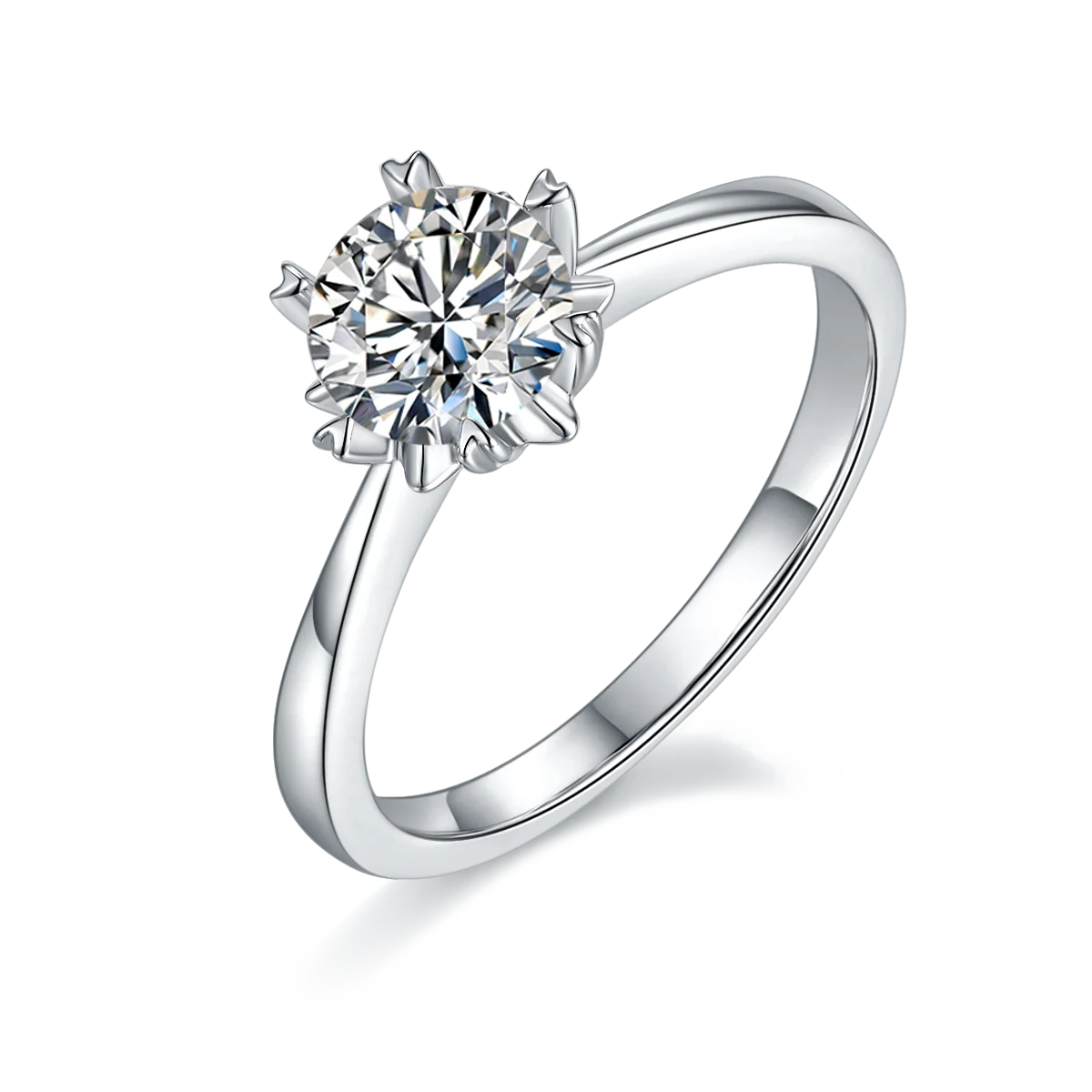 S925 Sterling Silver Gold Plated 1ct D VVS Moissanite Solitaire Diamond Engagement Wedding Ring for Women
