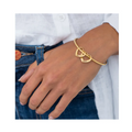 Fashion Stainless Steel Jewelry Sets Customized Personalized Bangle Bracelet Jewelry 18k Gold Engraved Hearts Charm Bangle