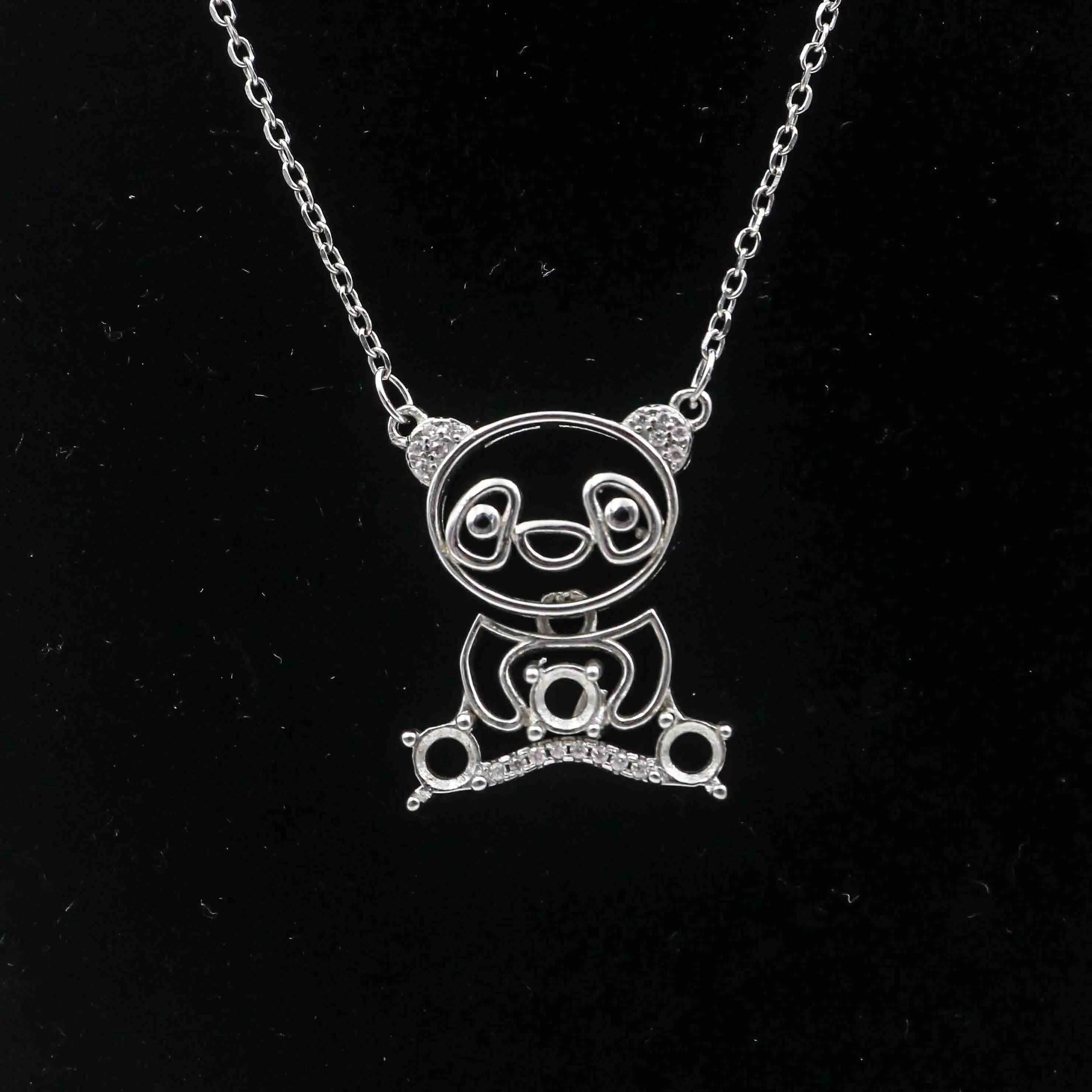 Sterling Silver 4*4mm Semi Mount Necklace Empty Support Blank Claw Setting S925 Base Holder Without Center Stone for DIY Inlay