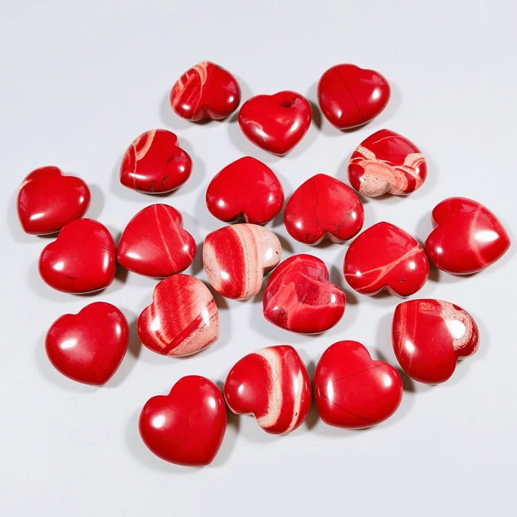 HY Wholesale Gemstones Natural Crystal Stone Red Jasper Heart Carvings Crafts