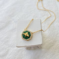Luxury Jewelry Malachite Bee Icon 925 Sterling Silver Necklace