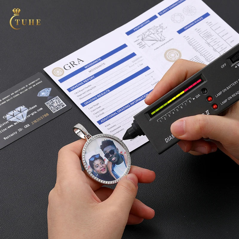 Hip Hop Jewelry 925 Sterling Silver Picture Necklace Iced Out Pass Diamond Tester VVS Moissanite Custom Photo Pendant